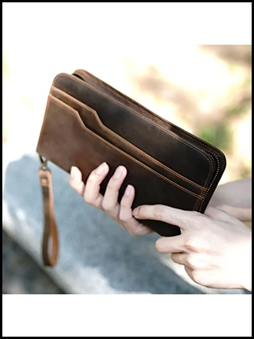 Full Grain Leather Family Travel Passport Wallet RFID Blocking Organizer for 6